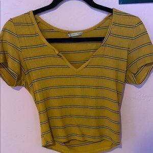 Open front striped crop top